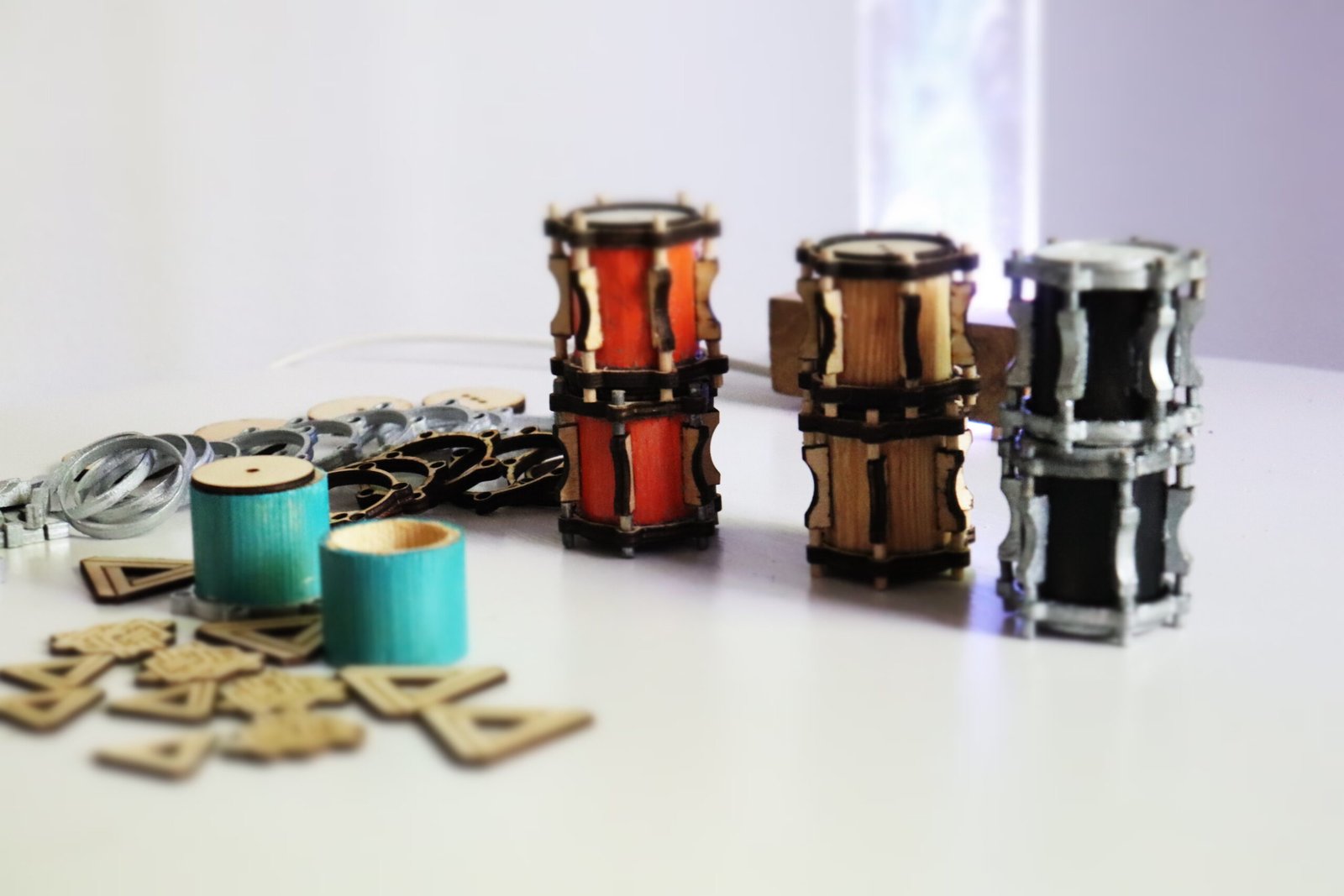 Drum shakers on a table