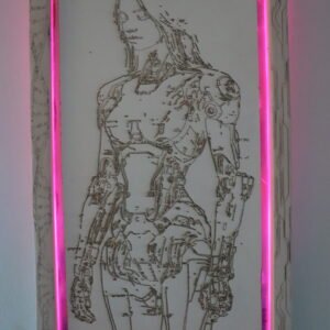 Cybergirl laser art framed active panel